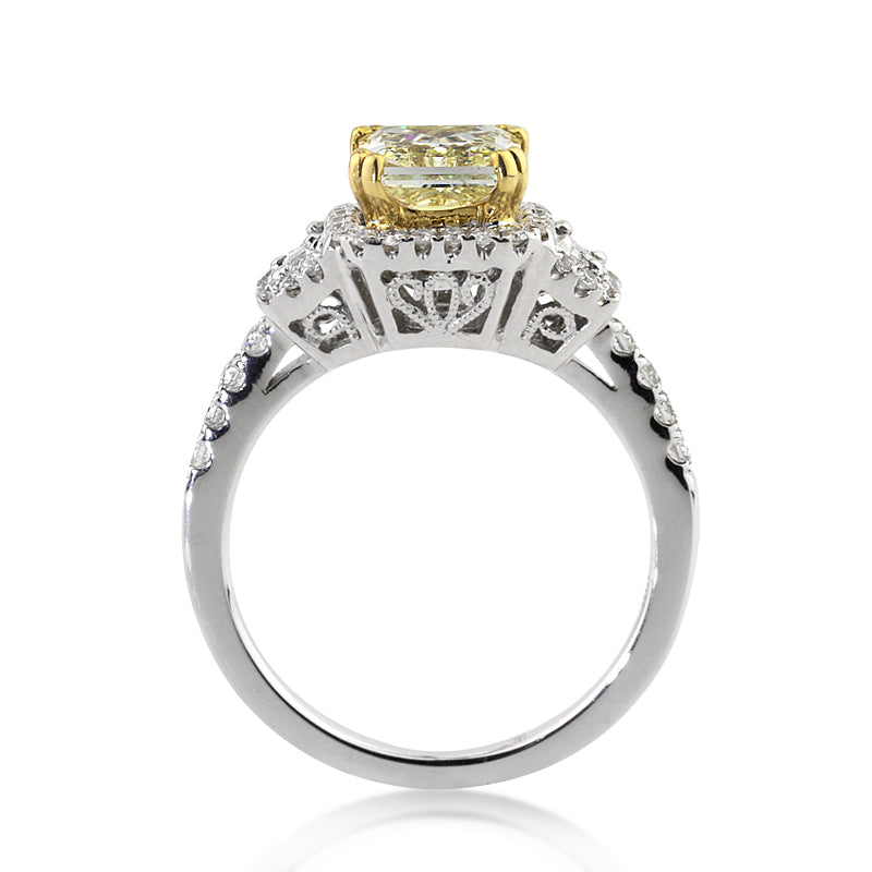 2.54ct Fancy Yellow Radiant Cut Diamond Engagement Ring