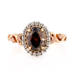 1.30ct Fancy Dark Brown Oval Cut Diamond Engagement Ring