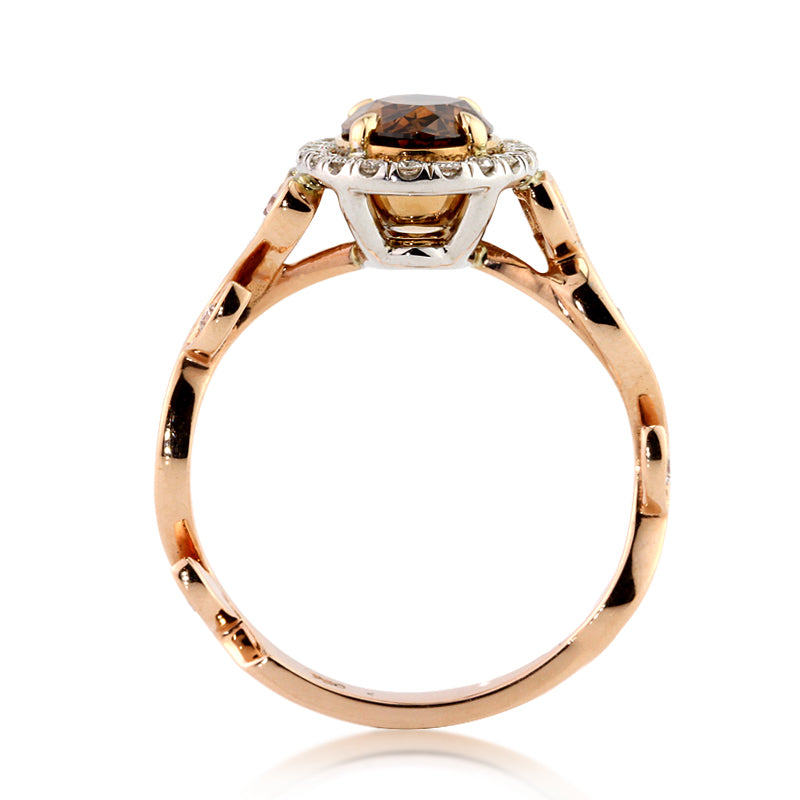 1.30ct Fancy Dark Brown Oval Cut Diamond Engagement Ring