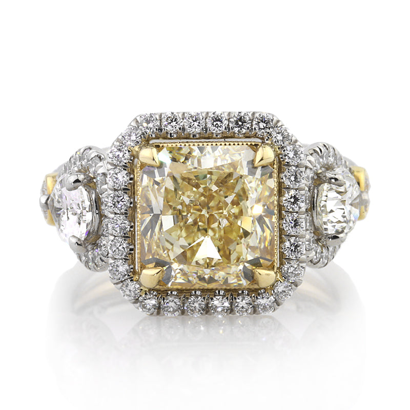 5.97ct Fancy Light Yellow Radiant Cut Diamond Engagement Ring