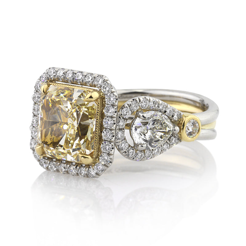 5.97ct Fancy Light Yellow Radiant Cut Diamond Engagement Ring