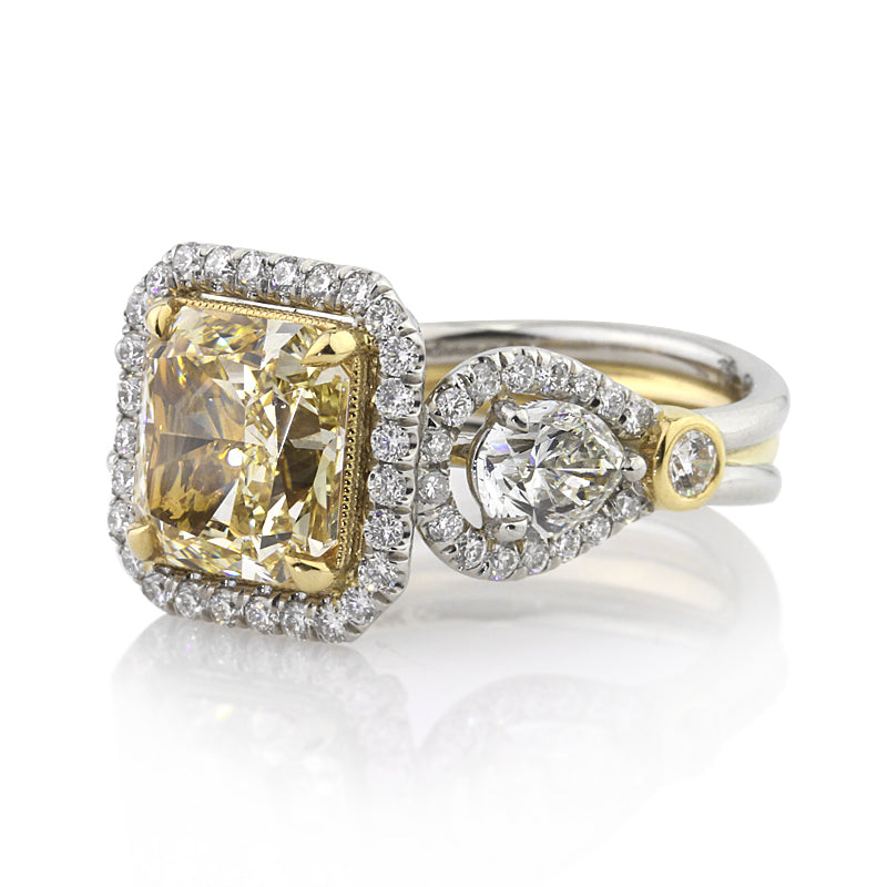 5.97ct Fancy Light Yellow Radiant Cut Diamond Engagement Ring