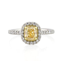 1.90ct Fancy Yellow Cushion Cut Diamond Engagement Ring