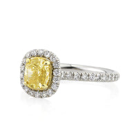 1.90ct Fancy Yellow Cushion Cut Diamond Engagement Ring