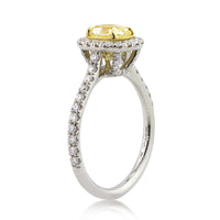 1.90ct Fancy Yellow Cushion Cut Diamond Engagement Ring