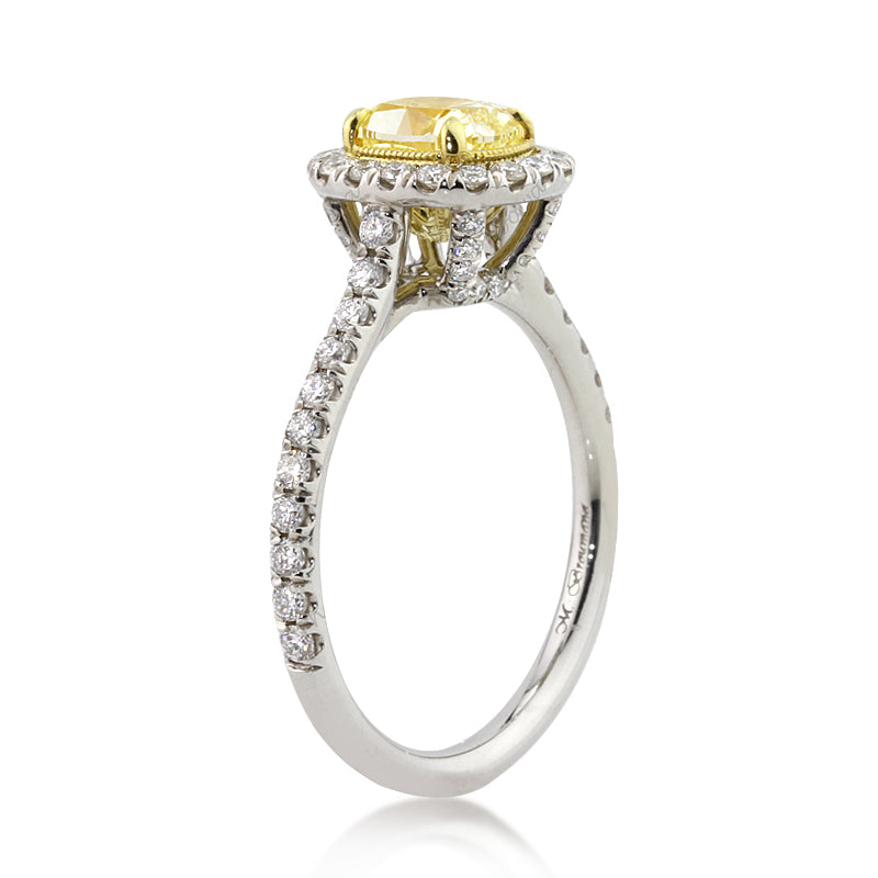 1.90ct Fancy Yellow Cushion Cut Diamond Engagement Ring