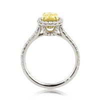 1.90ct Fancy Yellow Cushion Cut Diamond Engagement Ring