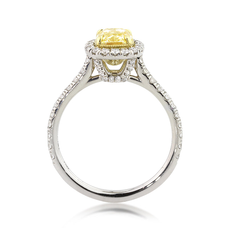 1.90ct Fancy Yellow Cushion Cut Diamond Engagement Ring