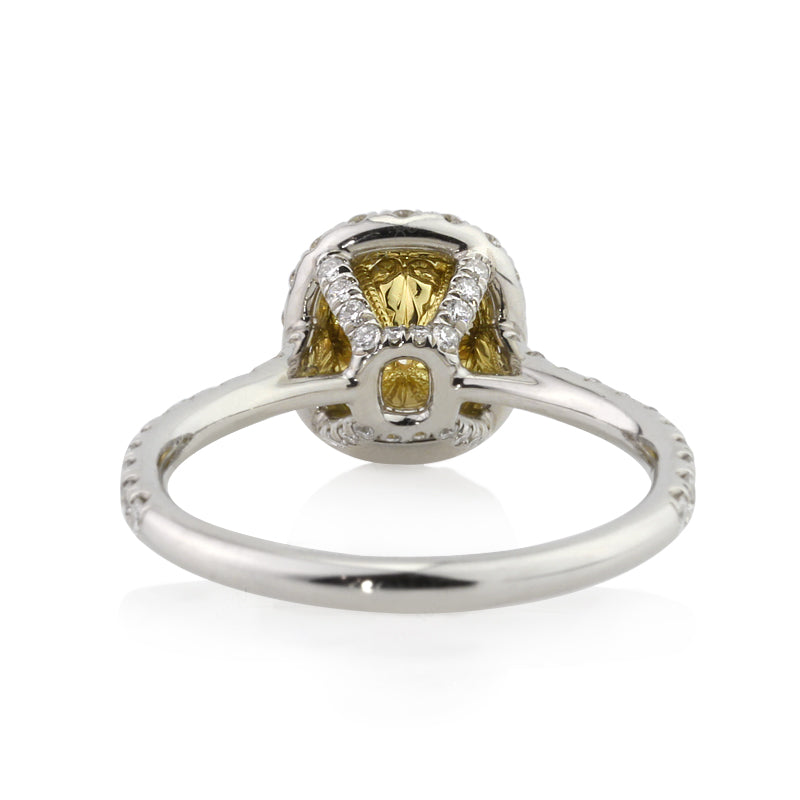 1.90ct Fancy Yellow Cushion Cut Diamond Engagement Ring