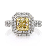 2.23ct Fancy Yellow Cushion Cut Diamond Engagement Ring