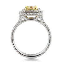 2.23ct Fancy Yellow Cushion Cut Diamond Engagement Ring