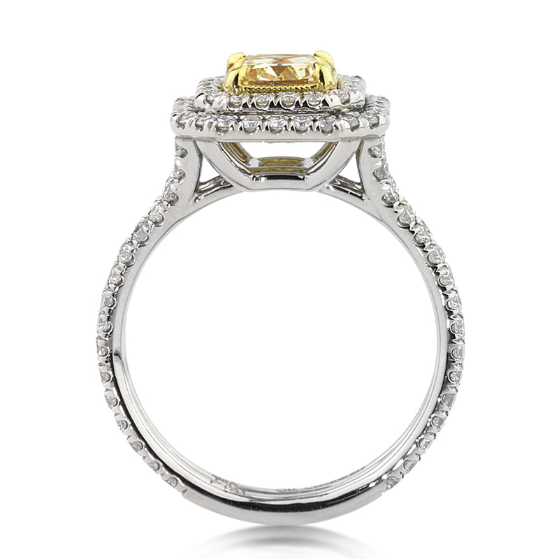 2.23ct Fancy Yellow Cushion Cut Diamond Engagement Ring