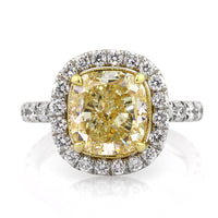 5.31ct Fancy Yellow Cushion Cut Diamond Engagement Ring