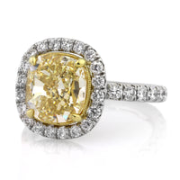 5.31ct Fancy Yellow Cushion Cut Diamond Engagement Ring
