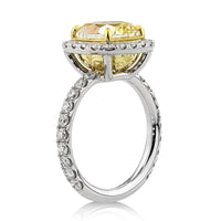 5.31ct Fancy Yellow Cushion Cut Diamond Engagement Ring
