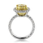 5.31ct Fancy Yellow Cushion Cut Diamond Engagement Ring