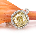 5.31ct Fancy Yellow Cushion Cut Diamond Engagement Ring