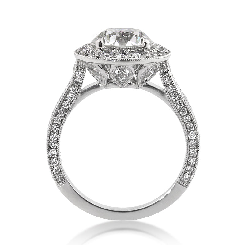 4.27ct Antique Transitional Round Brilliant Diamond Engagement Ring