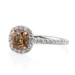 1.67ct Fancy Yellow Brown Cushion Cut Diamond Engagement Ring