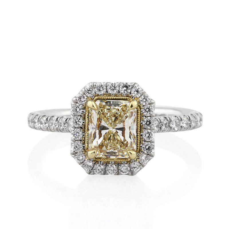 2.04ct Fancy Light Yellow Radiant Cut Diamond Engagement Ring
