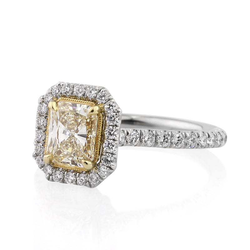 2.04ct Fancy Light Yellow Radiant Cut Diamond Engagement Ring