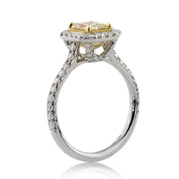 2.04ct Fancy Light Yellow Radiant Cut Diamond Engagement Ring