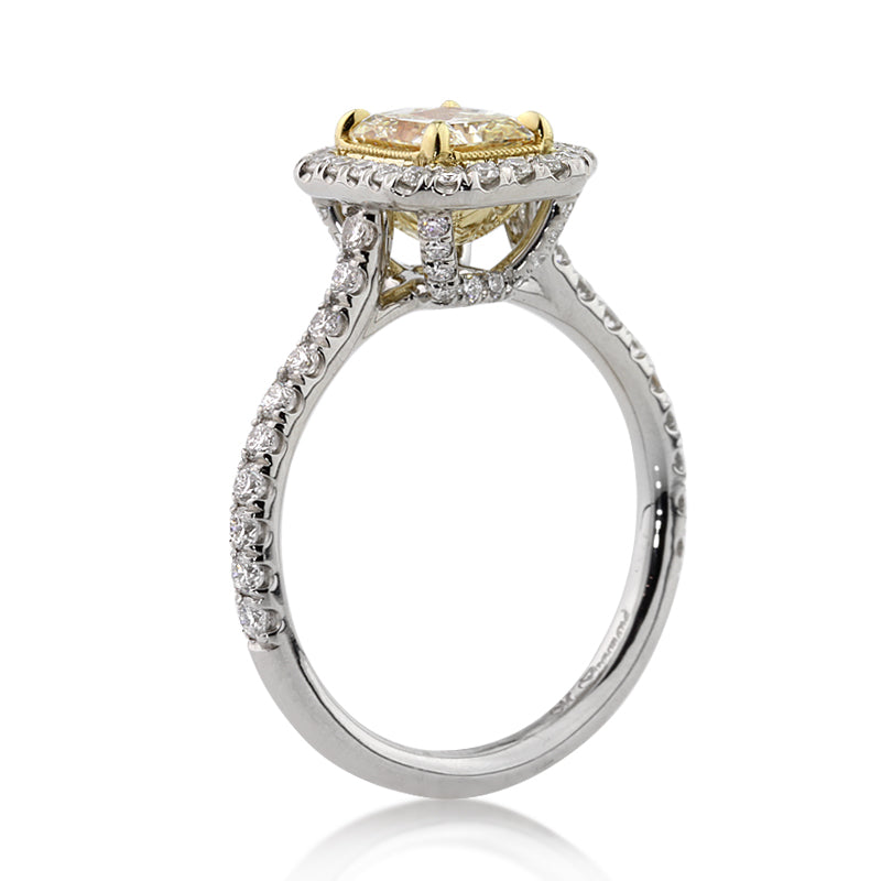 2.04ct Fancy Light Yellow Radiant Cut Diamond Engagement Ring