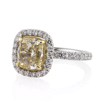 4.48ct Fancy Yellow Cushion Cut Diamond Engagement Ring