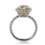 4.48ct Fancy Yellow Cushion Cut Diamond Engagement Ring