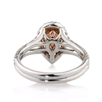 2.15ct Fancy Dark Brown Orange Yellow Pear Shaped Diamond Engagement Ring