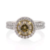2.49ct Fancy Brown Green Yellow Round Brilliant Cut Diamond Engagement Ring