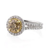 2.49ct Fancy Brown Green Yellow Round Brilliant Cut Diamond Engagement Ring