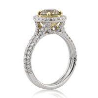 2.49ct Fancy Brown Green Yellow Round Brilliant Cut Diamond Engagement Ring