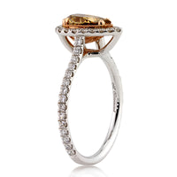 1.77ct Fancy Dark Brown Orange Yellow Pear Shaped Diamond Engagement Ring