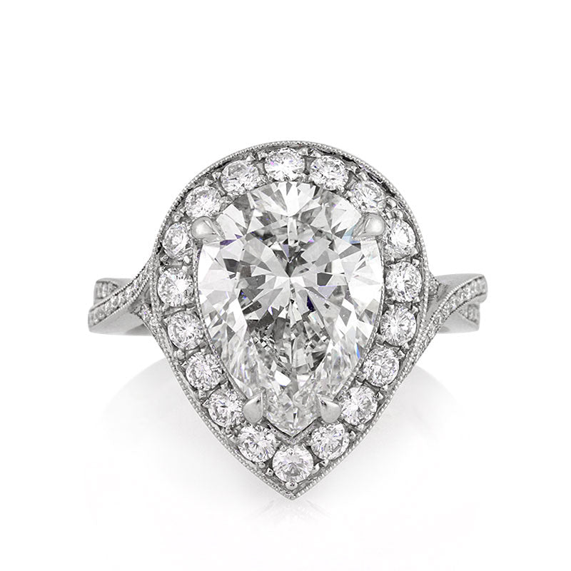 5.36ct Pear Shaped Diamond Engagement Ring