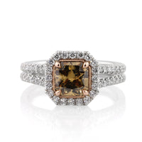 2.34ct Fancy Yellow Brown Radiant Cut Diamond Engagement Ring