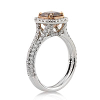 2.34ct Fancy Yellow Brown Radiant Cut Diamond Engagement Ring