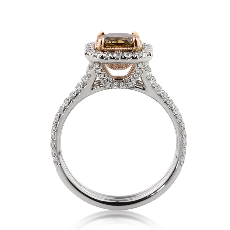 2.34ct Fancy Yellow Brown Radiant Cut Diamond Engagement Ring