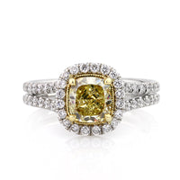 2.22ct Fancy Yellow Cushion Cut Diamond Engagement Ring