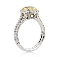 2.22ct Fancy Yellow Cushion Cut Diamond Engagement Ring