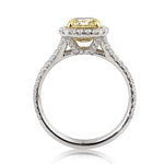 2.22ct Fancy Yellow Cushion Cut Diamond Engagement Ring