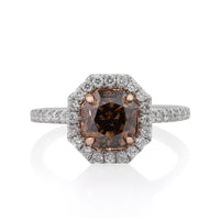 2.38ct Fancy Dark Brown Radiant Cut Diamond Engagement Ring