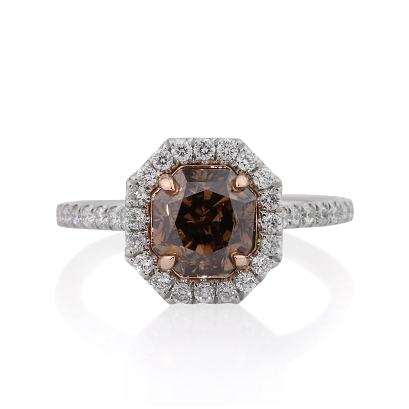 2.38ct Fancy Dark Brown Radiant Cut Diamond Engagement Ring