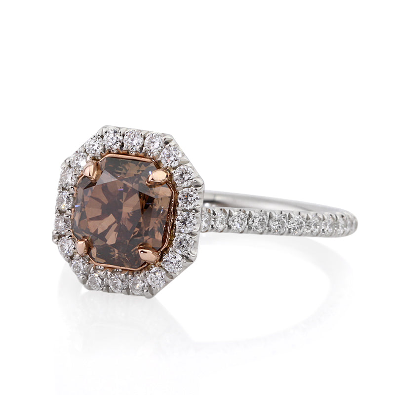2.38ct Fancy Dark Brown Radiant Cut Diamond Engagement Ring