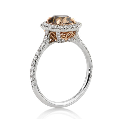 2.38ct Fancy Dark Brown Radiant Cut Diamond Engagement Ring