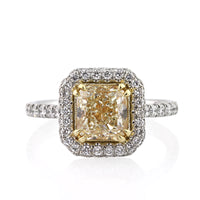 3.26ct Fancy Light Yellow Radiant Cut Diamond Engagement Ring