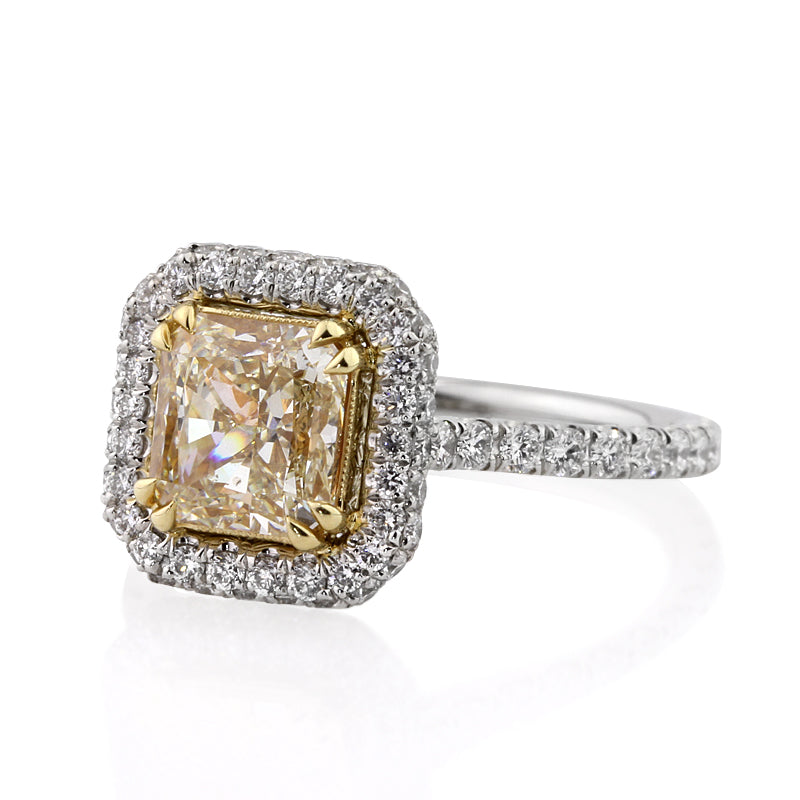 3.26ct Fancy Light Yellow Radiant Cut Diamond Engagement Ring