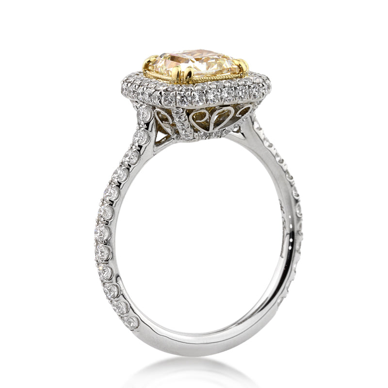 3.26ct Fancy Light Yellow Radiant Cut Diamond Engagement Ring