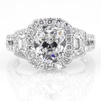 3.22ct Antique Cushion Brilliant Diamond Engagement Ring