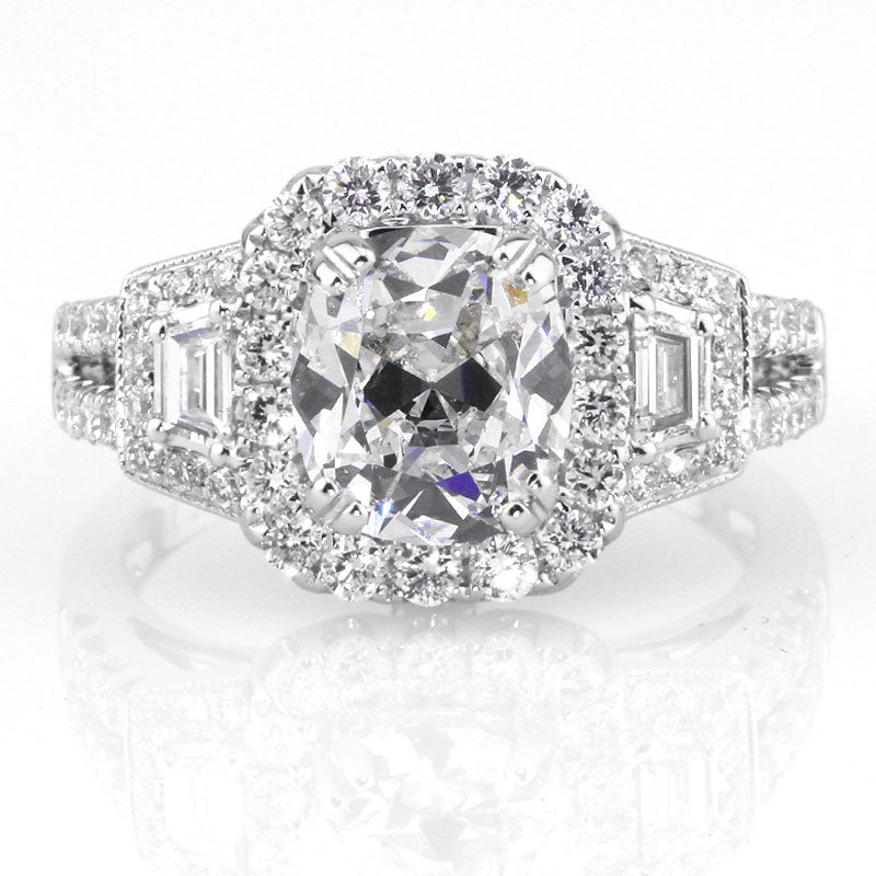 3.22ct Antique Cushion Brilliant Diamond Engagement Ring